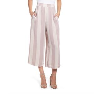 Leith Anthropologie Medium Mauve and White Striped Wide-Leg Pants Culottes